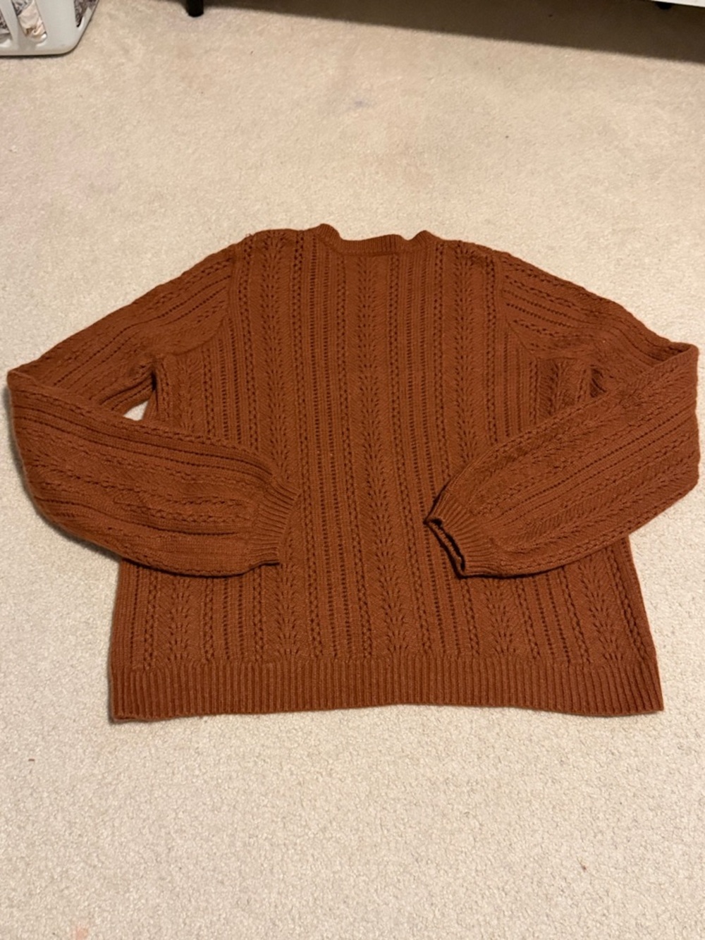 Sezane Gladys Rust Brown Knit Sweater with Yellow Floral Embroidery - Picture 4 of 7